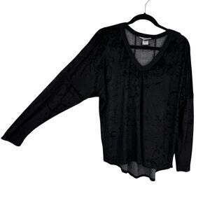 Hard Tail Forever Top Medium Black Velour High Low Pullover Cozy Soft